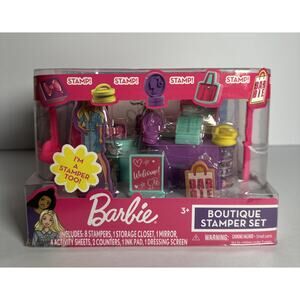 Barbie Boutique Stamper Set Incl. 8 Stamps Ink Pad Storage Closet Ages 3+ NEW